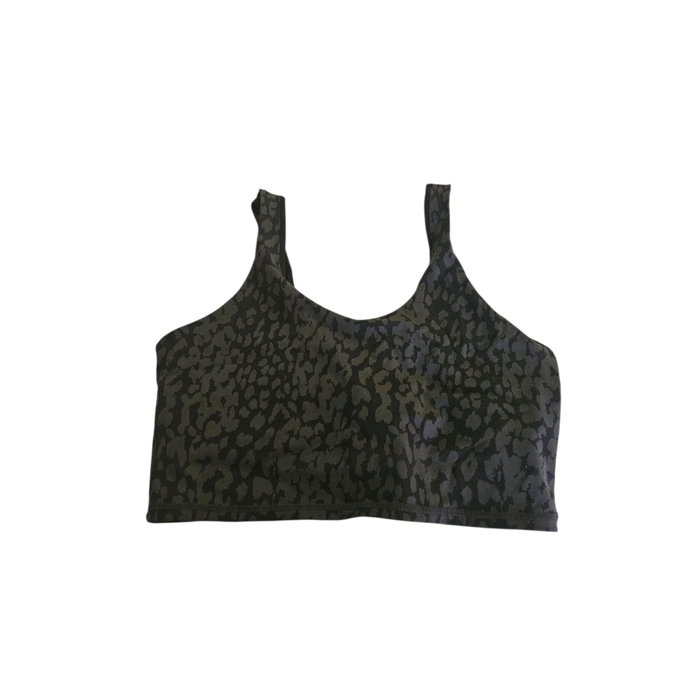 Varley‎ Black Leopard Print Sports Bra Scoop Neck Athletic Top Large